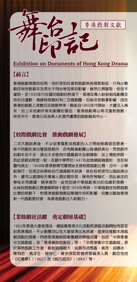Exhibition on Documents of Hong Kong Drama (Content in Chinese Only)
